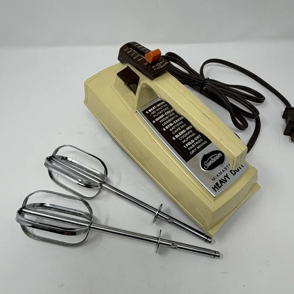 Vintage Sunbeam Mixmaster Hand Mixer 5 Speed Burst Of Power Mixer Only w/ Beater